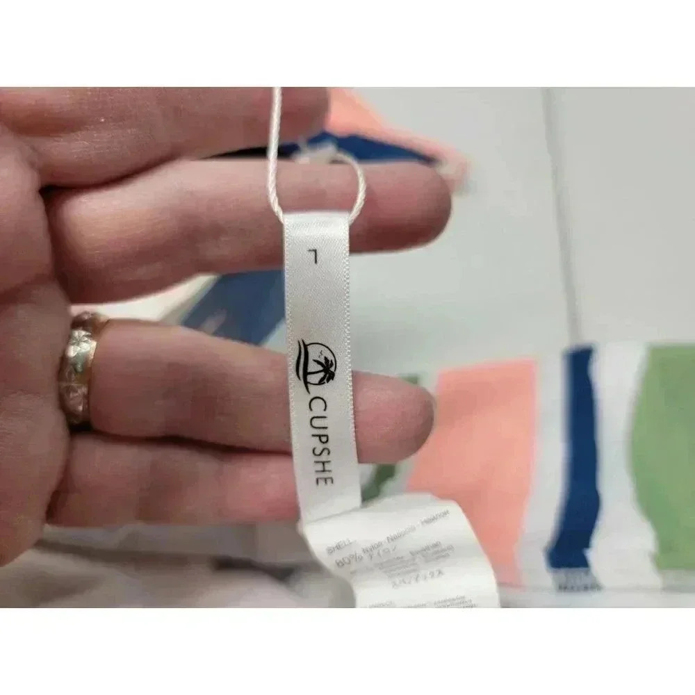 NEW CUPSHE 2PC BATHING SUITE BIKINI SIZE LARGE MULTI-COLOR STRIPE - Picture 6 of 7